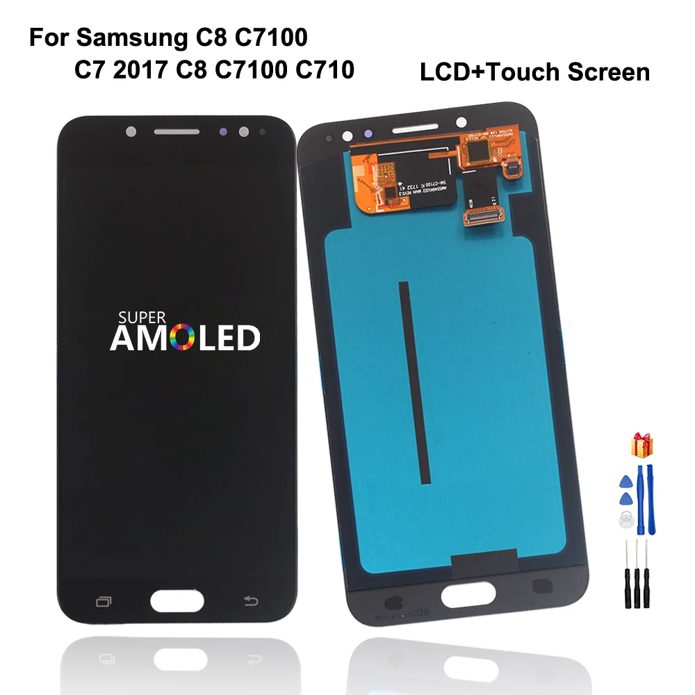 ЖК дисплей Amoled для Samsung Galaxy C8 C7100 C710 C7 2017 с сенсорным экраном и дигитайзером в сборе