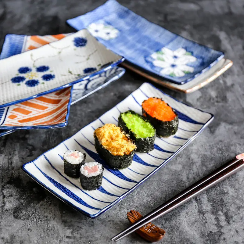 

Japanese Style Tray for Food Ceramic Sushi Plate Ceramics Kitchen Fruit Bowls Dish Specialty Plates Snack Tableware Decoration
