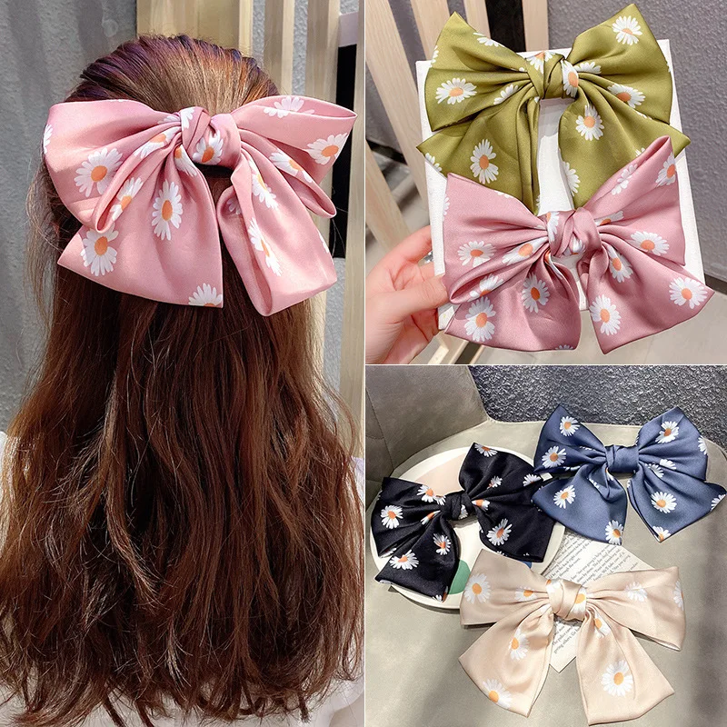 New Japanese Super Fairy  Small Daisy Big Bow Tiara Girls Princess Hairpin Hair Clip Web Celebrity Top Clip Hair Accessories