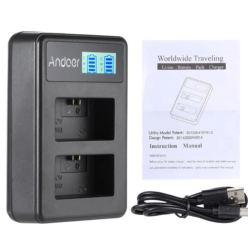 Аккумуляторное зарядное устройство Andoer для зарядки литий ионных аккумуляторов с