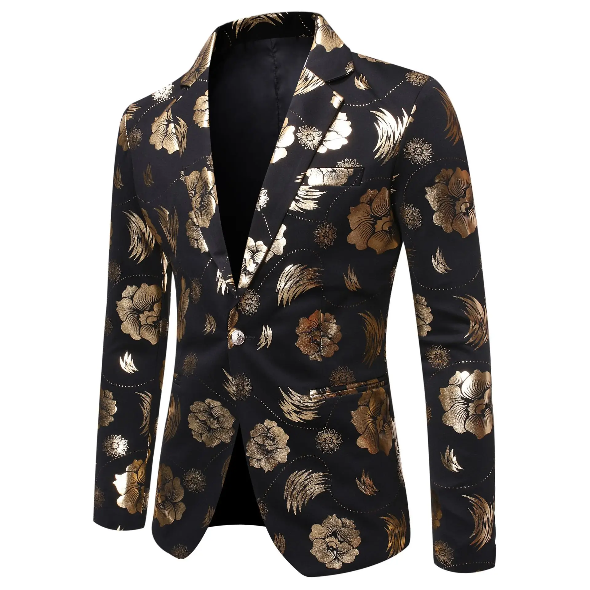 

2021 Autumn And Winter Men's Trend Fashion Casual Suit Bronzing Printing Business Blazer Dress Single Suit Jacket