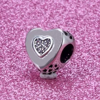 authentic 925 sterling silver beads classic hollow heart shaped beads fit original pandora bracelet for women diy jewelry