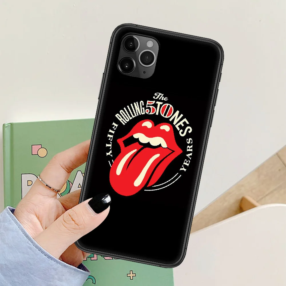 

Mouth the Rolling Stones band Phone Case For Iphone 4 4s 5 5S SE 5C 6 6S 7 8 Plus X XS XR 11 12 Mini Pro Max 2020 black Funda