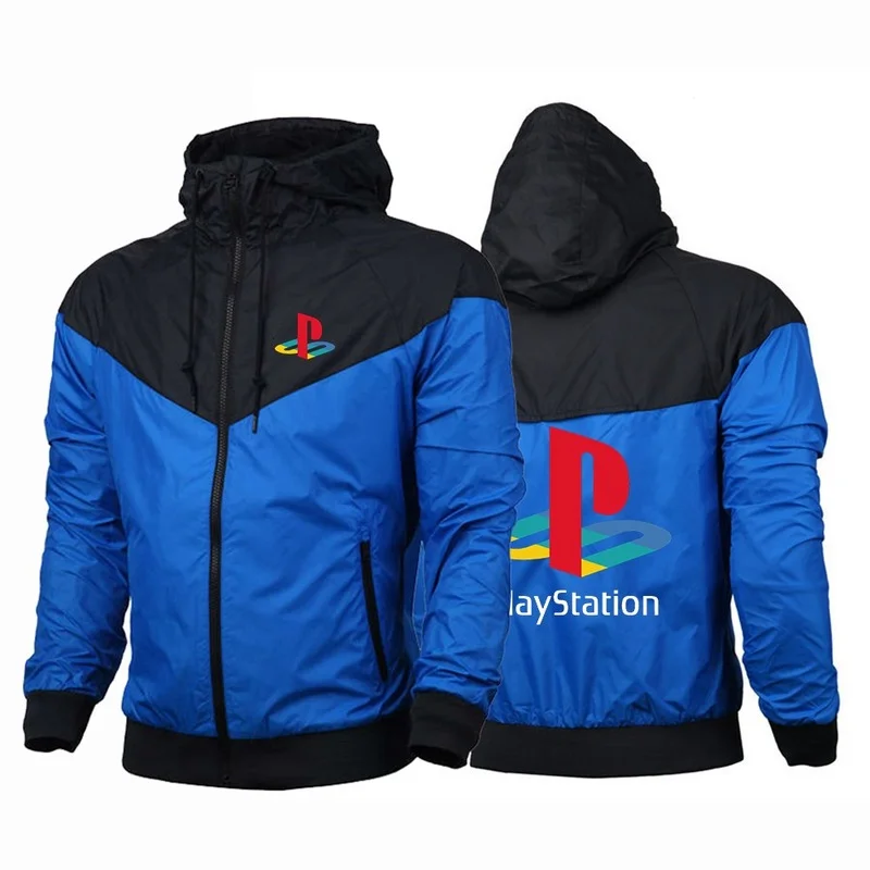 2021 mann der PlayStation Logo Harajuku Windjacke Solide Zipper Mäntel Druck Jacken Sport Beliebte Patchwork High street Hoodie X