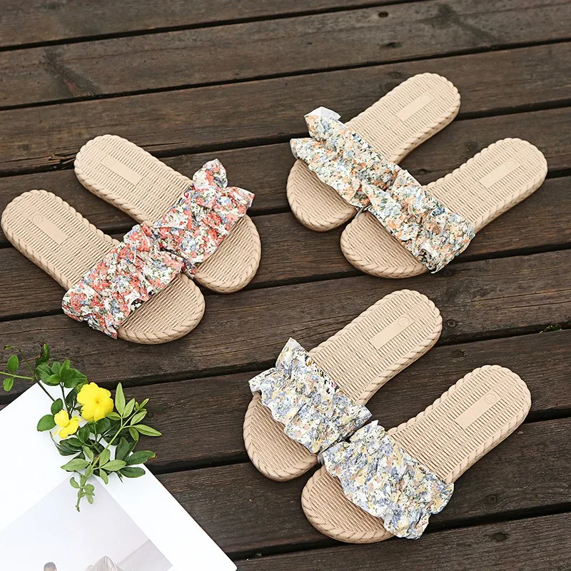 

Shoes Women Slippers Casual Slides Pantofle Shale Female Beach Soft Luxury Flat 2021 Sabot Rome Rubber Fabric PU Basic Cotton
