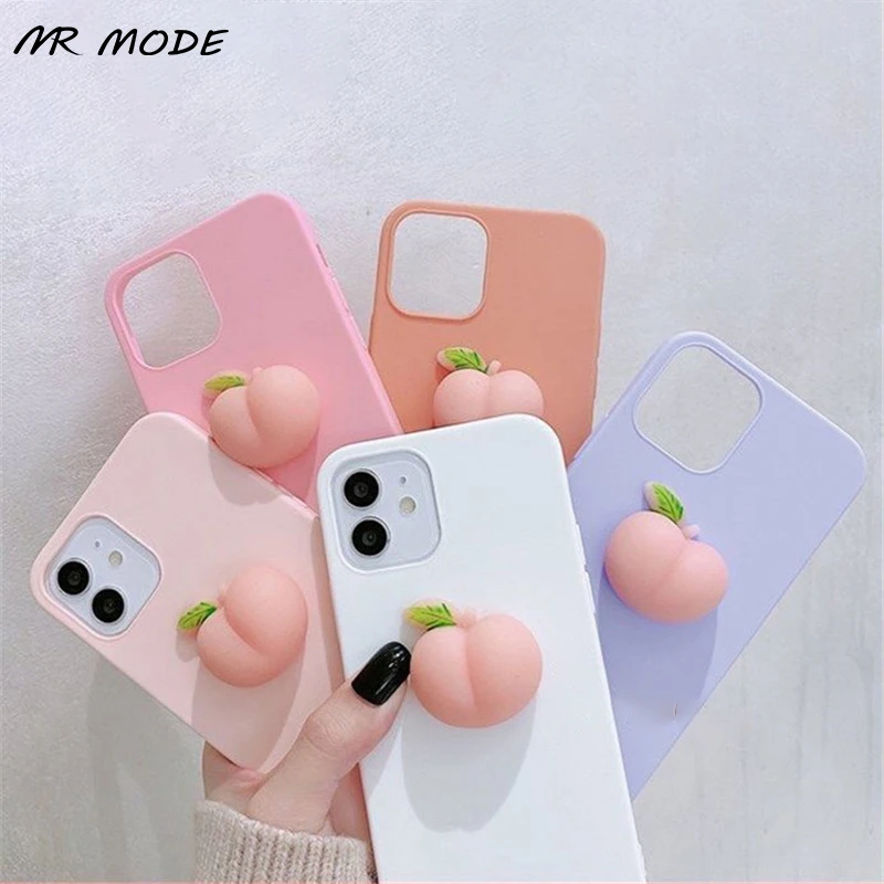 

3D Pink Peach Cover Phone Case For Samsung Galaxy A32 A52 A72 A42 A12 5G A02s M51 M31s S21 S20 FE Ultra Plus TPU Soft Candy Capa