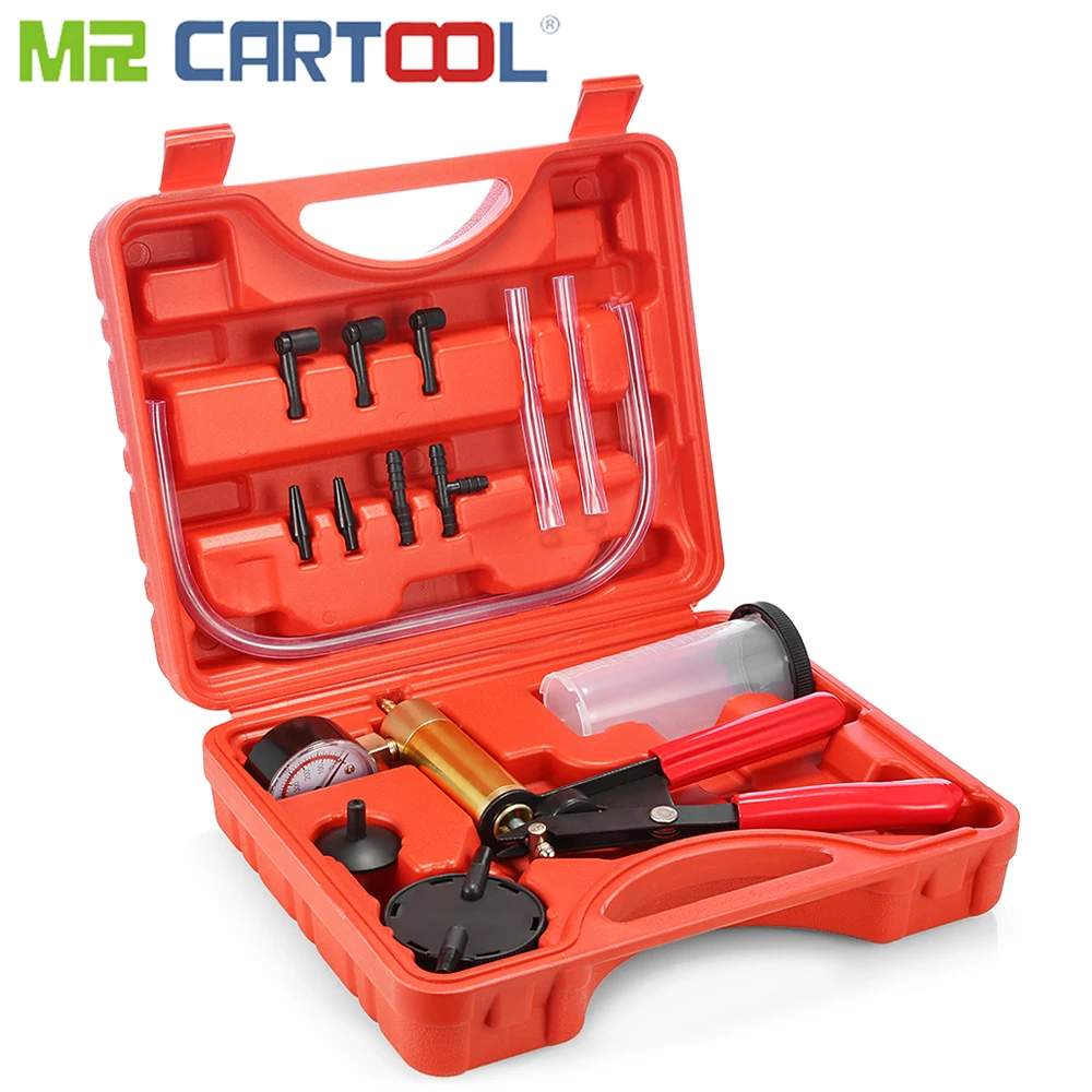 Mr Cartool ручной DIY тормозной жидкости Bleeder инструменты вакуумный пистолет насос тестер комплект алюминиевый насос тело Давление Вакуумный датчик