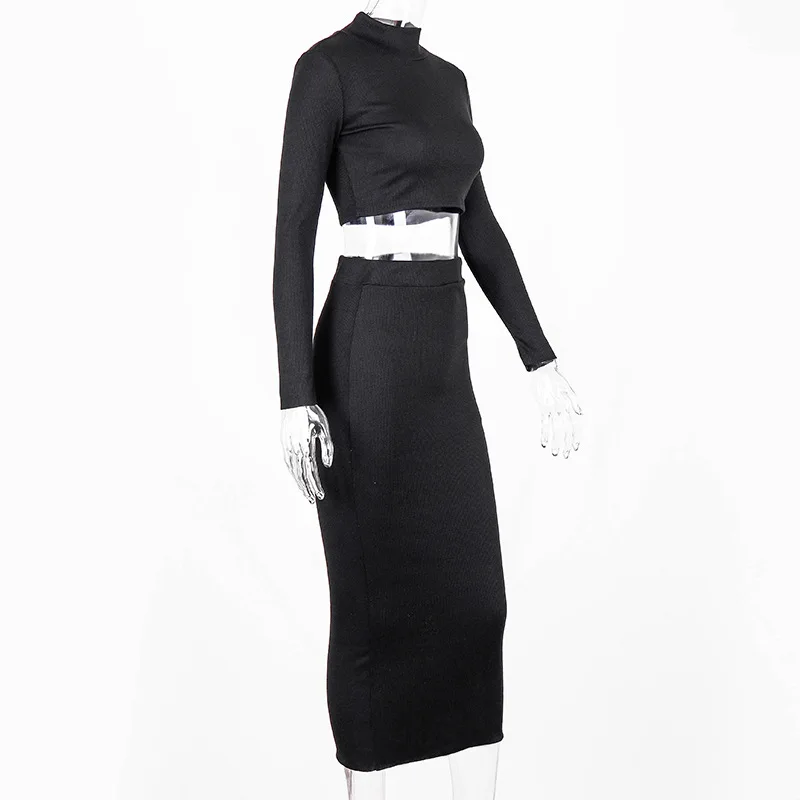 

The New 2021 Sexiest Women Wear Long Sleeve Turtleneck Qiu Dong Solid Basic Black Snd White Slender Female Leisure Maxi Dress