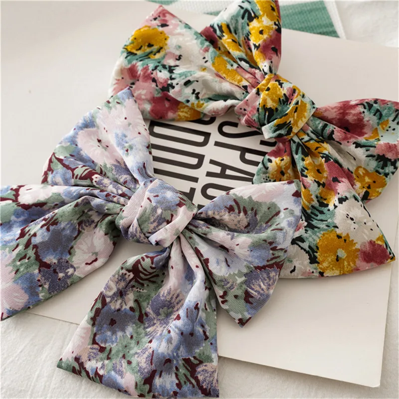 

Women Silk Oversized Bows Solid Color Hair Clip Wild Knotted Hair Clip Floral Top Clip Fashion Hairpins Hair Accessories
