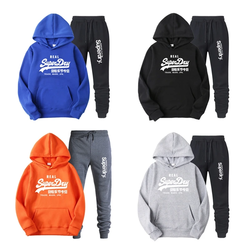 

Brand Women Set 2 Piece Set Tracksuit Casual Sports Hip Hop Pullover Hoodie+Pants Sweatshirts Sportwear Suit Men Clothing Couple