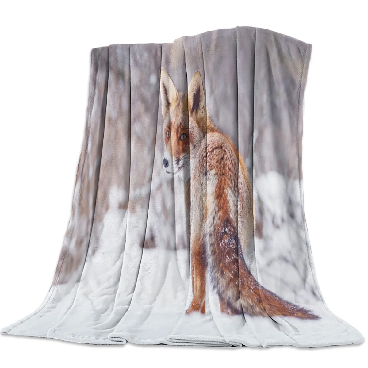 Фланелевое покрывало для кровати с изображением лисы на снегу кровать мягкое