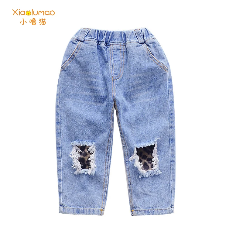 

Jeans for children leopard jeans with holes baby boy jeans pants kids denim Pants for girls school trousers wholesale clothing