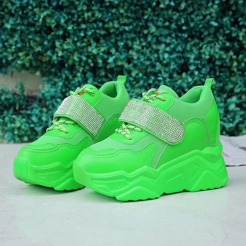 Bjakin Hot Sell Sneakers Women Stylish Thick Sole Running Shoes Height Increasing Chunky Sport Green Girl Chaussures Femme | Спорт и