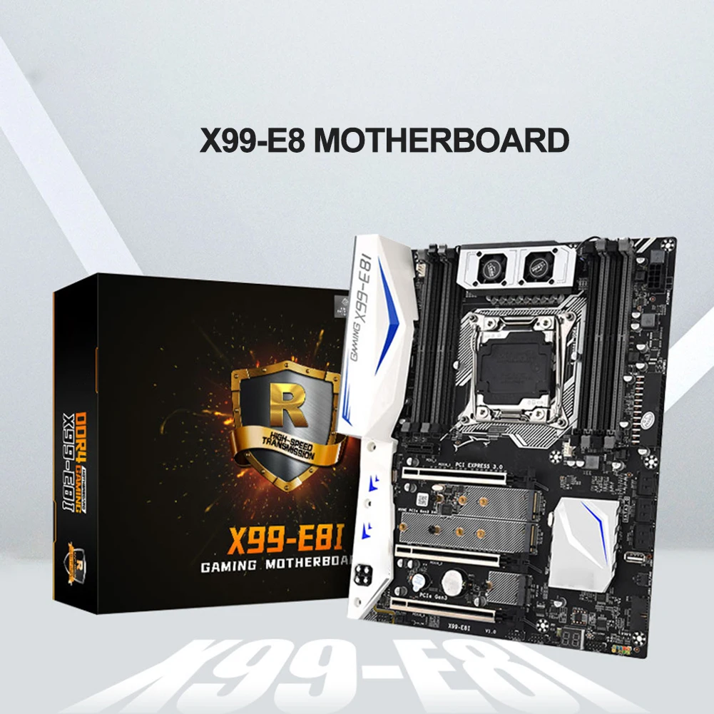 Bestellen X99 E8I Motherboard 8 Kanäle Dual M.2 NVME Slot SSD Speicher Unterstützung DDR4 LGA2011-3 V3/V4 PCIE 16X Mit Lüfter