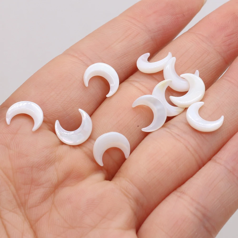 10pcs Crescent Shape Natural White Shell Beads Accessories Loose for Jewerly Making Wholesale 10x10mm | Украшения и аксессуары