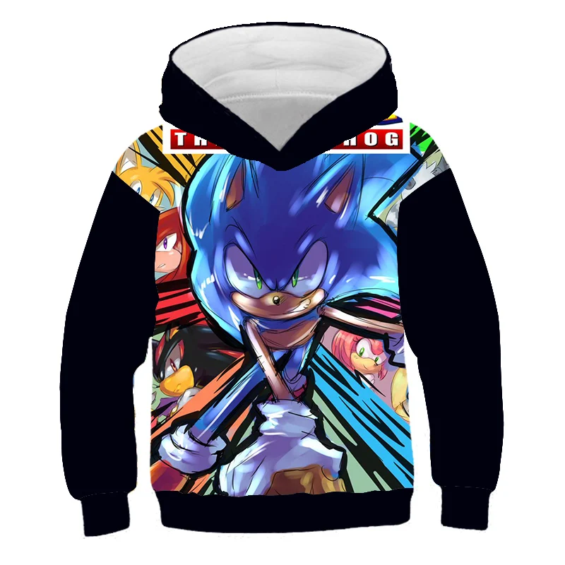 

Baby Clothes Girl Sonic Cartoon Hoodies Children Regular Long Sleeve Hooded Sweatshirts Casual Knit Tops for Boys Toddler Jumper