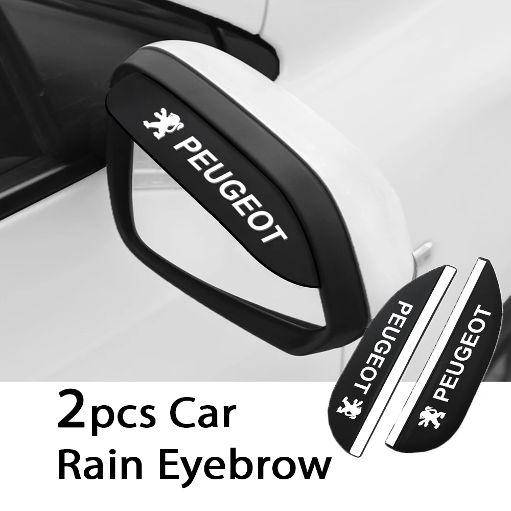 

2Pcs Rubber Car Rearview Mirror Rain Eyebrow Sun Shade Protector Rainproof For Peugeot 206 207 307 3008 2008 308 408 Accessories
