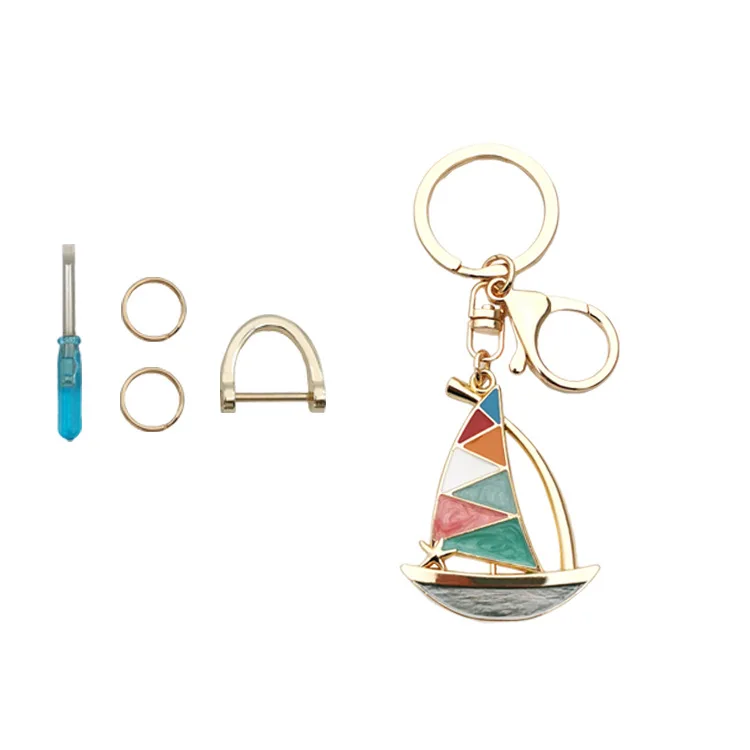 

Fashion Sailboat Lovers Key Chain Bag Decoration Car Pendant Smooth Sailing Implied Gift
