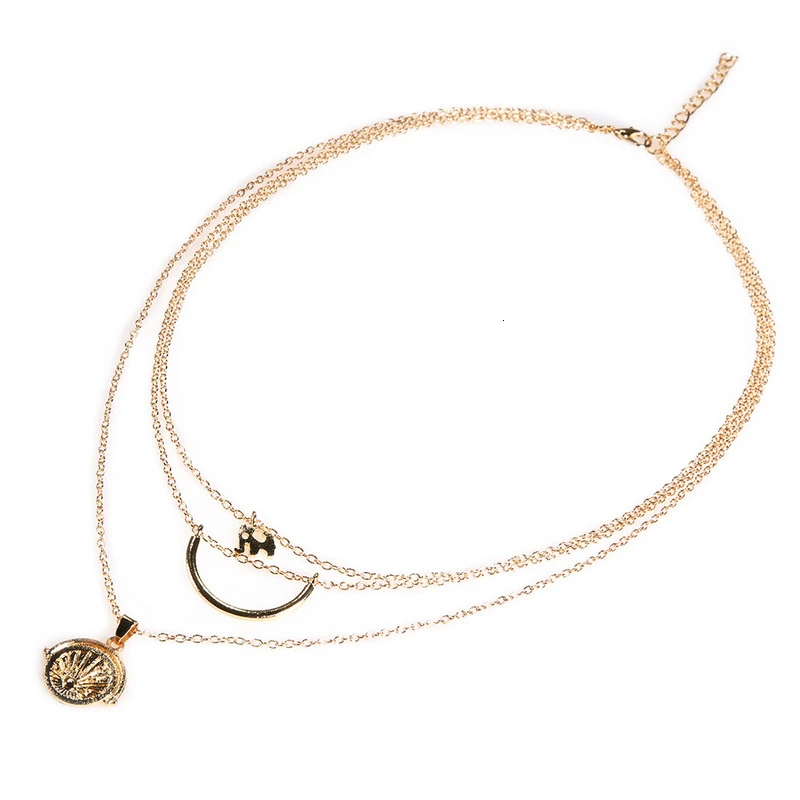 Multi-layer Crystal Planet Shell Necklaces Pendants For Women Vintage Charm Gold Choker Necklace Collares Chain Chocker Jewelry | Украшения