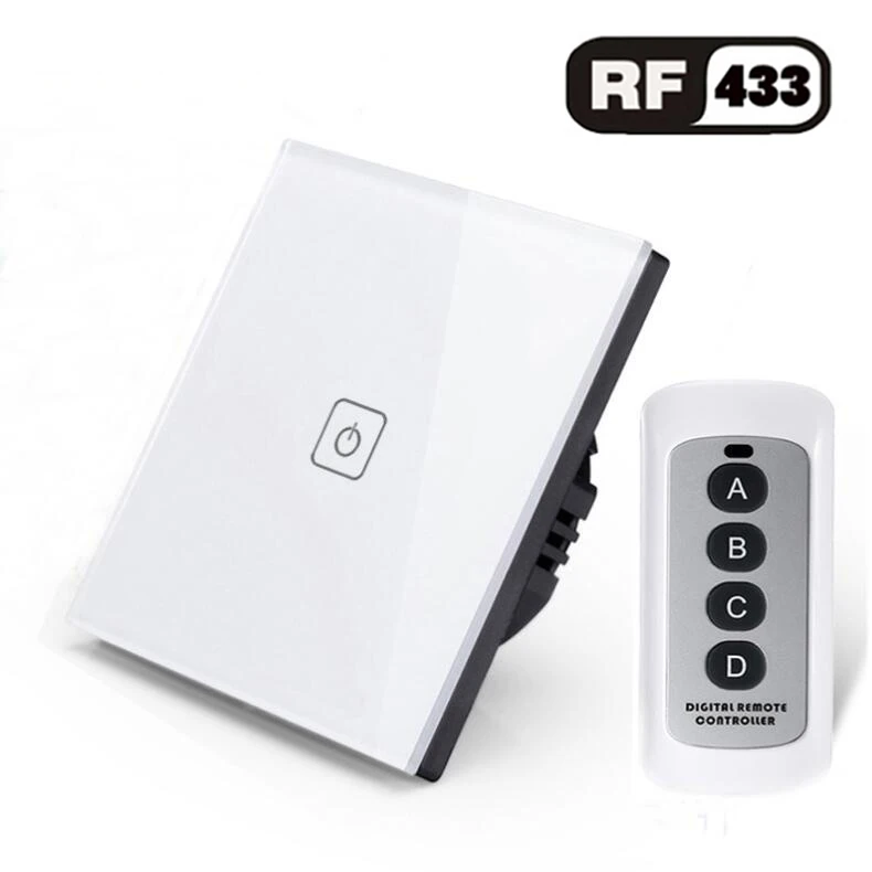 1gang Switch with RC ЕС/Великобритания Стандартный 1/2/3 Беспроводной дистанционного Управление светильник переключатели, система автоматического управления "умный дом" RF433 дистанционного Управление настенный сенсорный переключатель - Цвет: 1gang Switch with RC