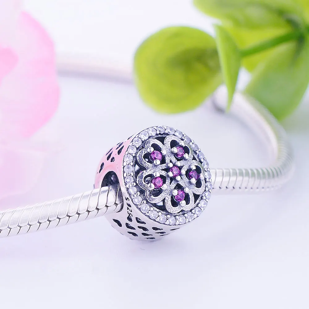 2021 Winter Collection DIY Fit Original pandora Charms Bracelet Jewelry 925 Sterling Silver Heart Charm Beads With Red Clear CZ | Украшения