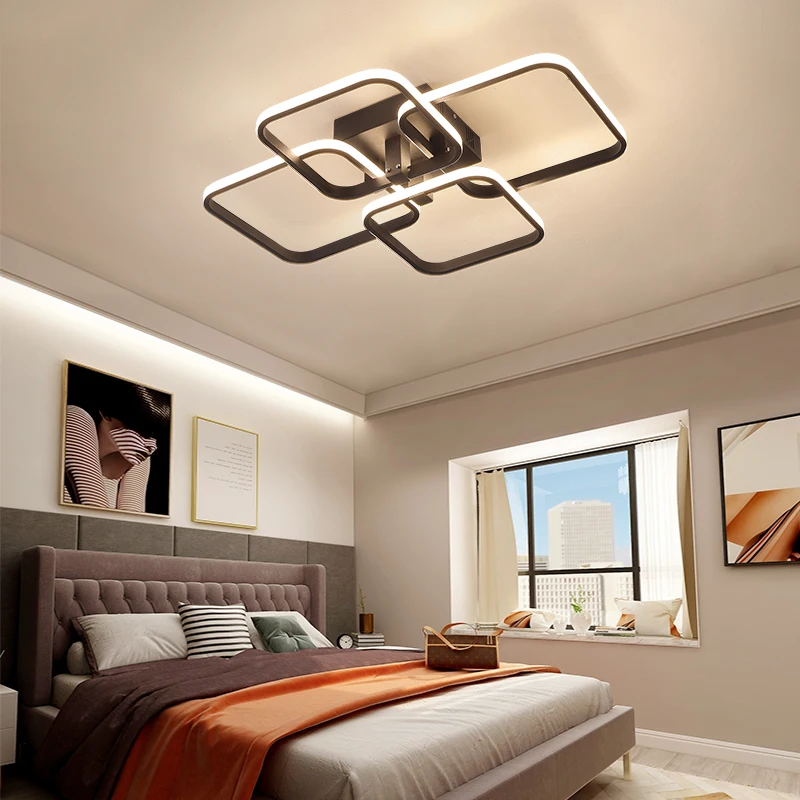 

APP RC Square Circel Rings Ceiling Lights For Living Room Bedroom Home AC85-265V Modern Led Ceiling Lamp lustre plafonnier