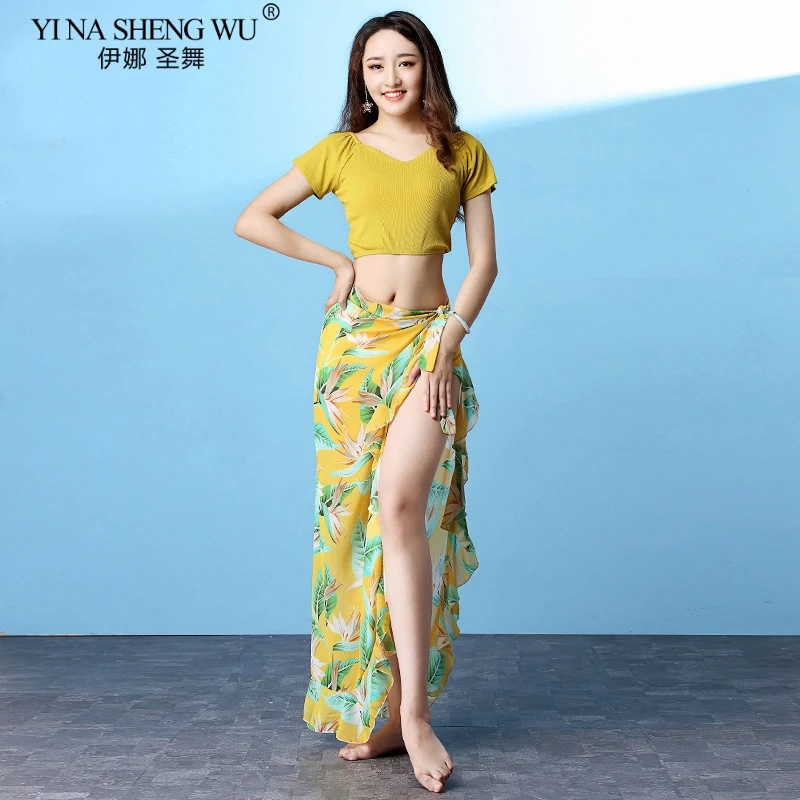Женский костюм для танца живота летний тренировок с топом и длинной юбкой