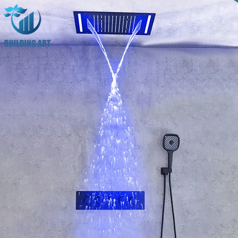 

Смеситель для душа с термостатом и черсветодиодный светкой, 50 х36 см