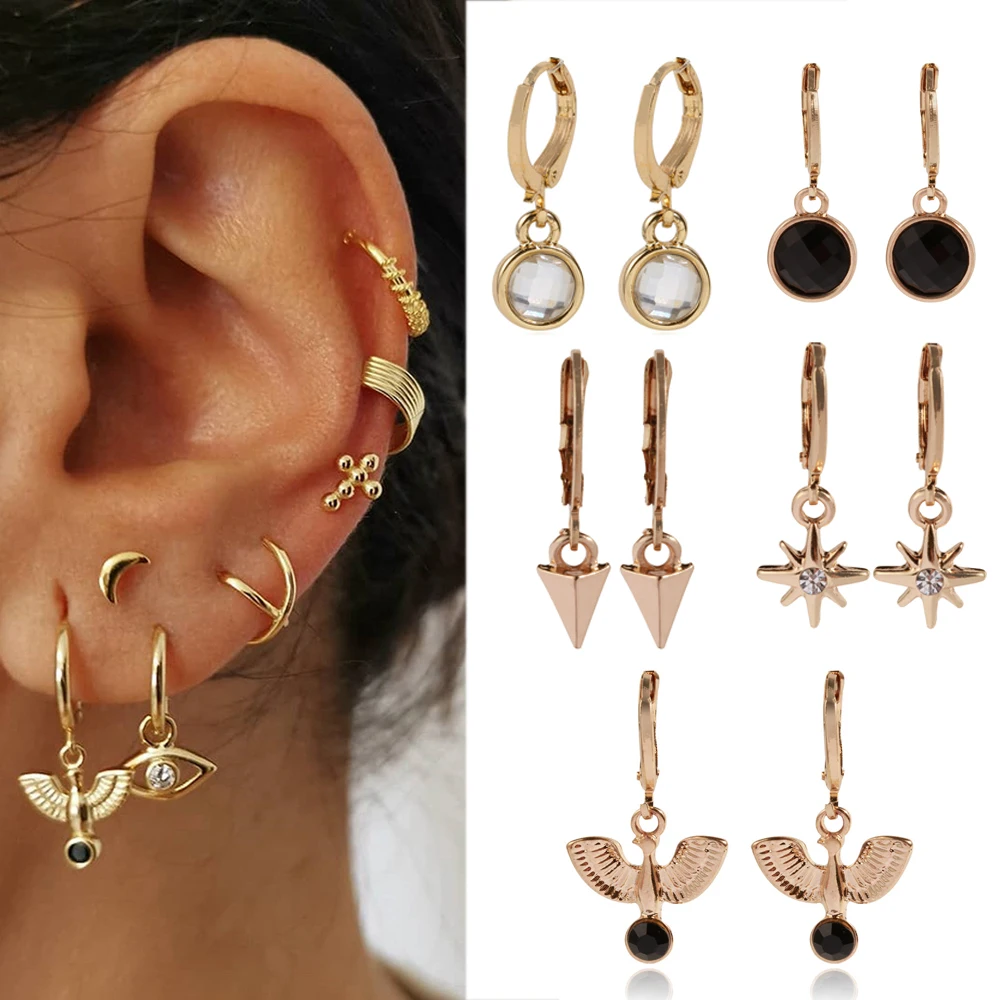 Женские маленькие золотые серьги кольца злой глаз Звезда черные обручи в подарок