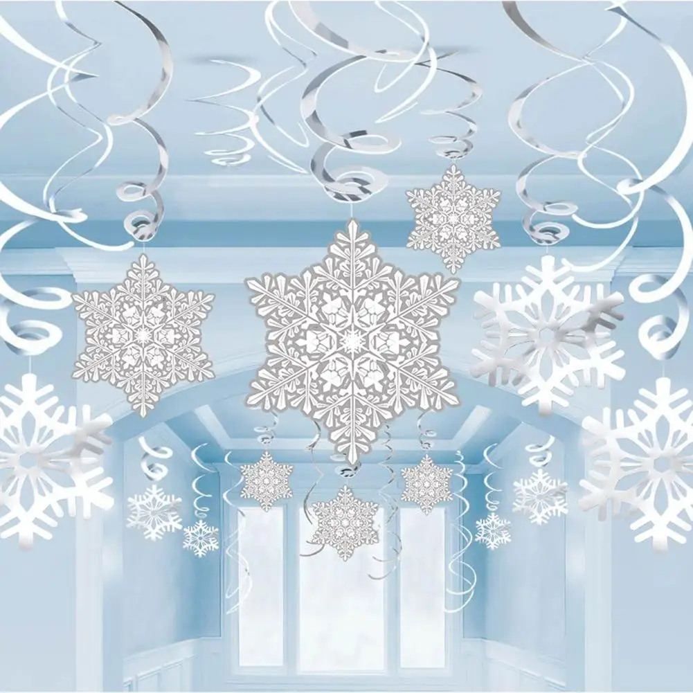 35 шт. Замороженные вечерние Рождественские снежинки украшения 3D Полые Снежинка