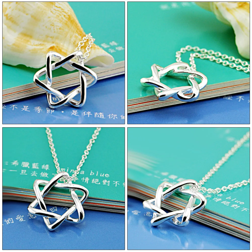 Богемные минимализм маленькая звезда кулон ожерелья для женщин дамы Серебряный