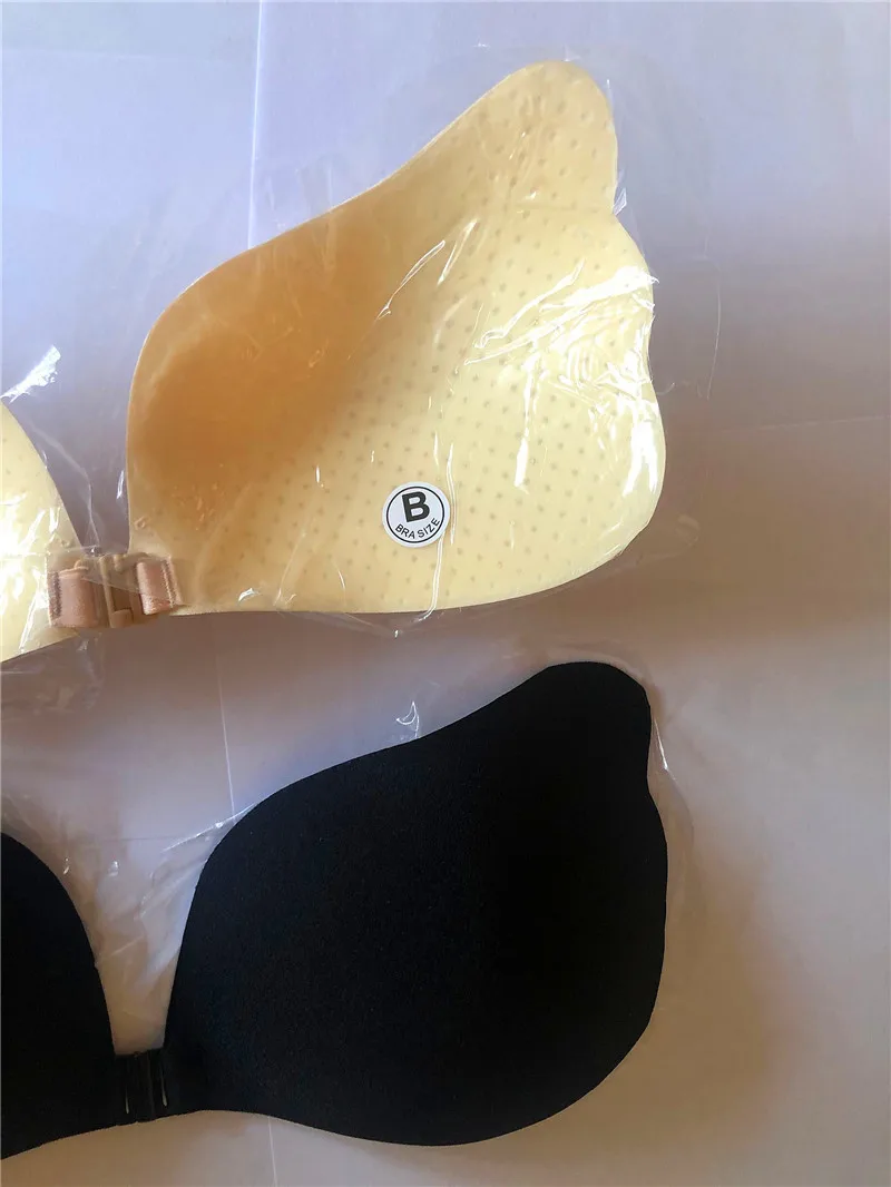 100/lot Women Self Adhesive Strapless Bandage Blackless Solid Bra Stick Gel Silicone Push Up women's underwear Invisible Bra