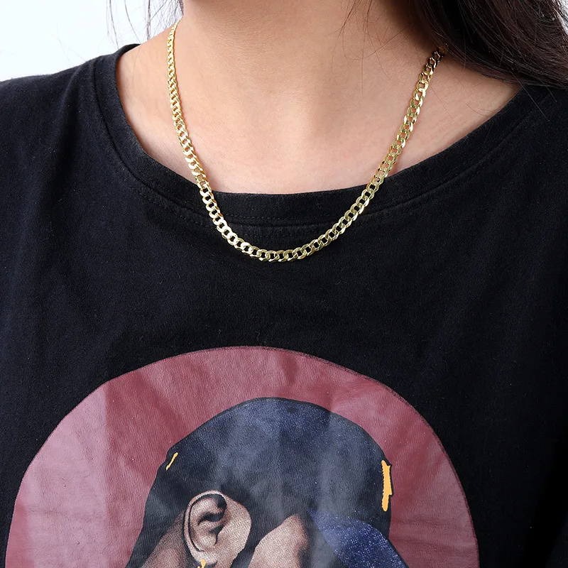 

4.83mm Hip Hop 18K Gold 4.83MM Authentic 925 Sterling silver Chunky Curb Cuban Chain necklace Hip Hop Men's Women's C-F247F