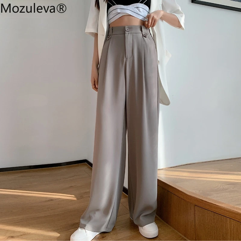 Брюки женские весенне-осенние эластичные с высокой талией свободные однотонные