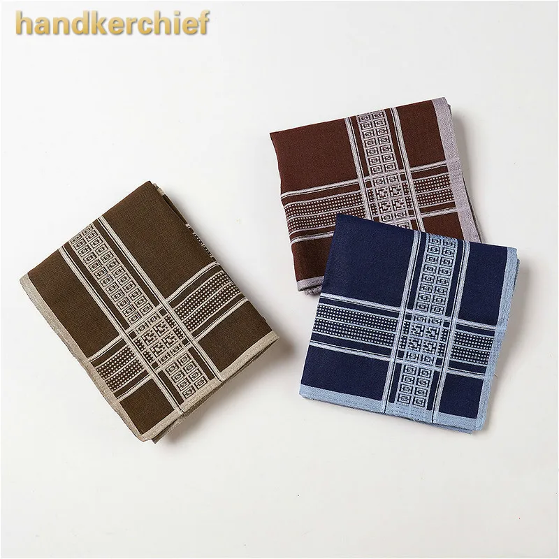 

3 Pieces Of Men's Cotton Satin Jacquard Business Handkerchief Dark Line Napkin High-end Pocket Square Harajuku Furoshiki Mendil