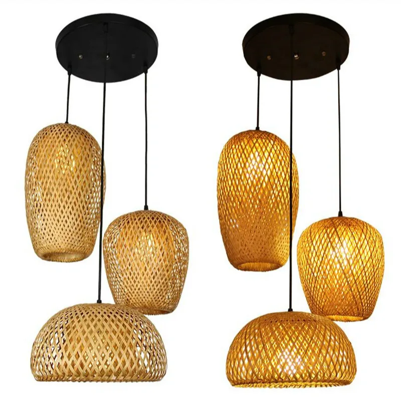 

A Southeast Asia Rattan Restaurant pendant light Creative round Living Room Restaurant Decoration Ceiling Hanging Lamp XiaoFan