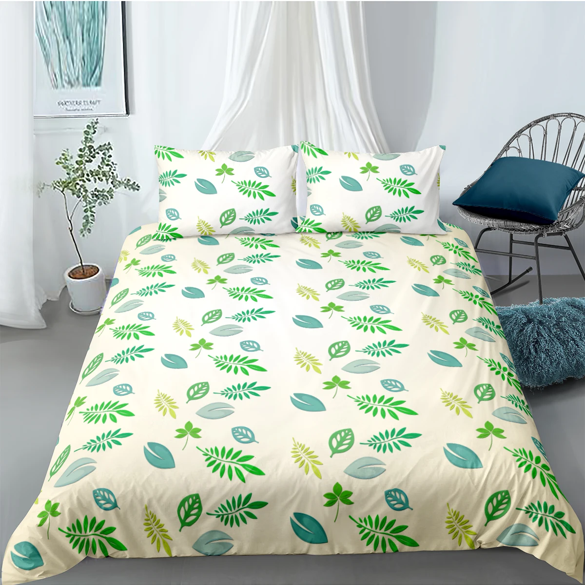 

3D Plant Leaf Design Duvet Cover Sets Bedding Sets Bedding Bags and Pillow Shams 180*220 200*225 228*228 260*230 Bed Linens