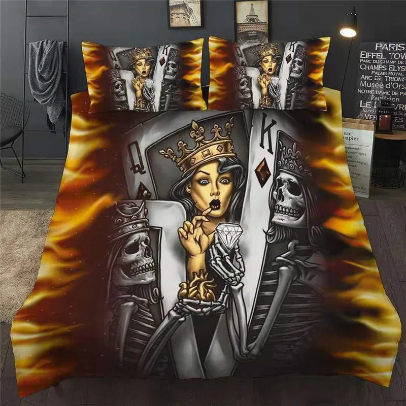 3D Poker Skull постельное белье AU King size сахарный череп пододеяльник с наволочкой роскошное домашний