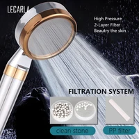 High Pressure Rainfall Water Saving Plating Shower Head Filter  Clean Stone Double Filtration with Universal Fitting Bathroom