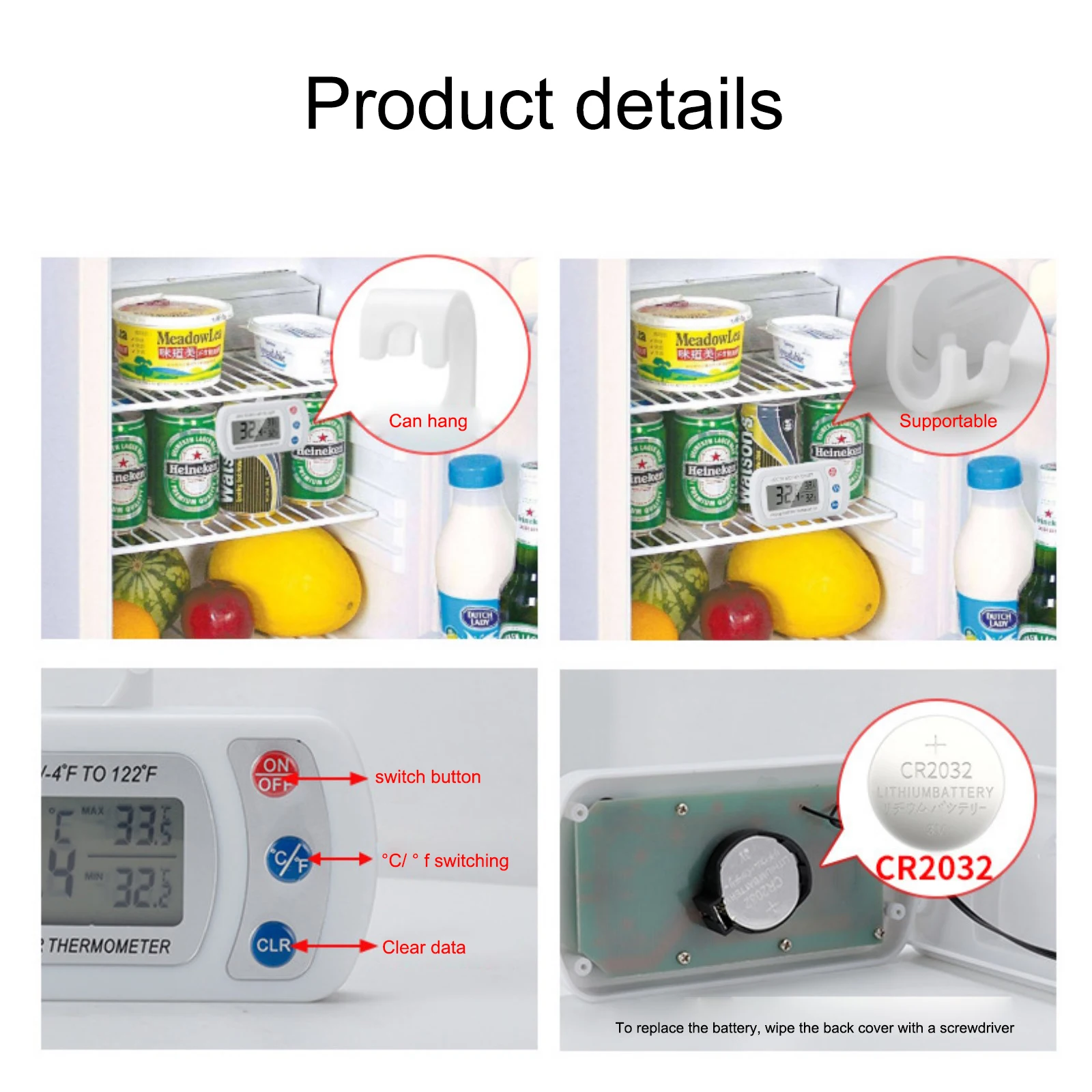 digital refrigerator thermometer lcd waterproof precision electronic thermometer with adjustable stand kitchen supplies free global shipping