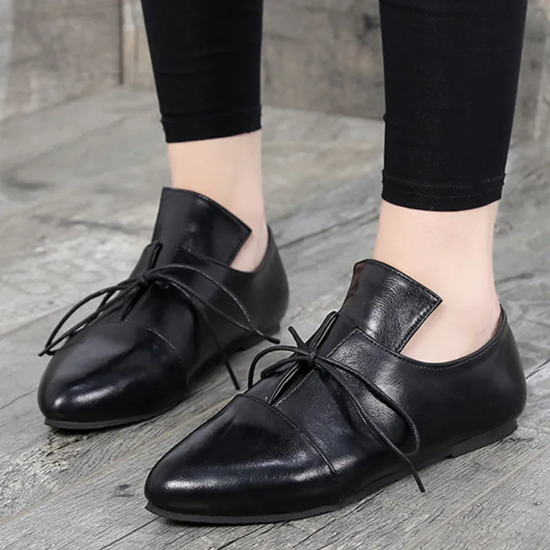 Лоферы женские из искусственной кожи мягкие заостренный носок на шнуровке