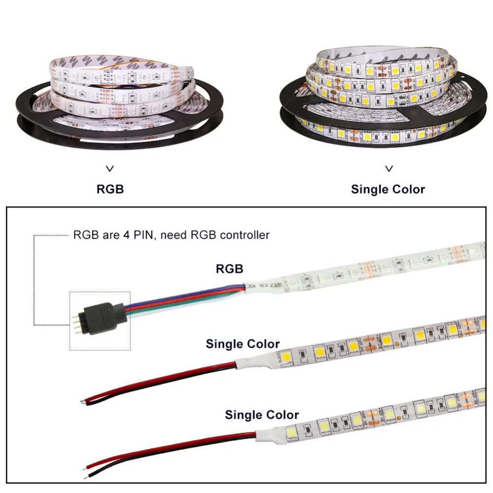Светодиодные ленты светильник гибкий диода лента DC 12V 5M SMD 5050 RGB Водонепроницаемый