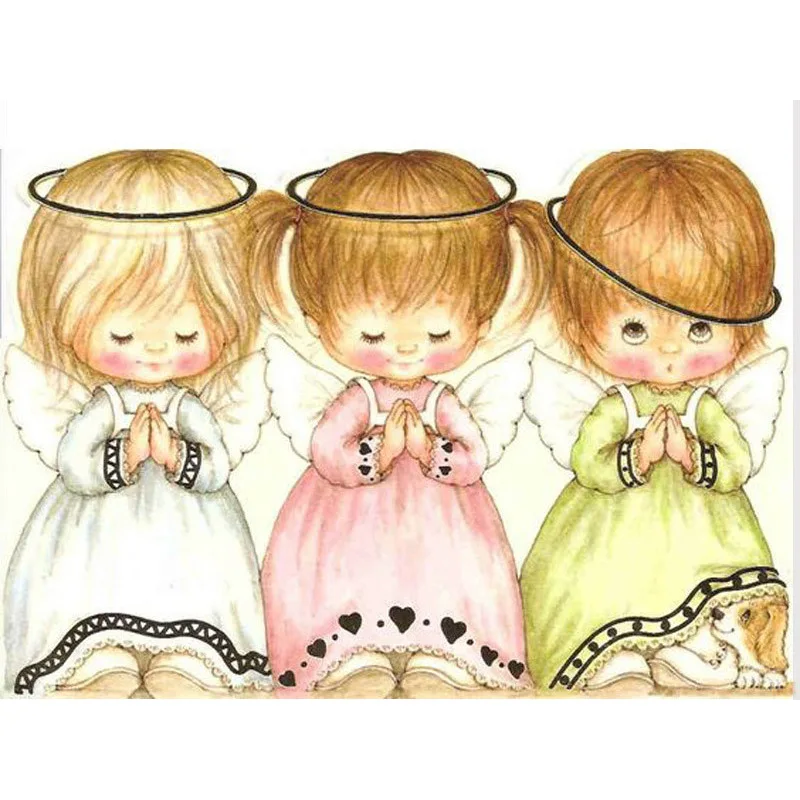 Набор из трех предметов для рукоделия Молящиеся ангелочки 14 каратный вышивки