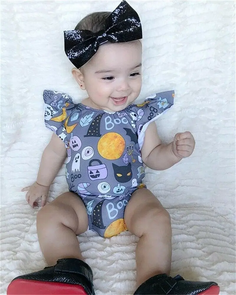 

2019 New Newborn Boys Baby Girls Clothes Sleeveless Romper Halloween Fancy Outfit Headband 0-24M Dropshipping