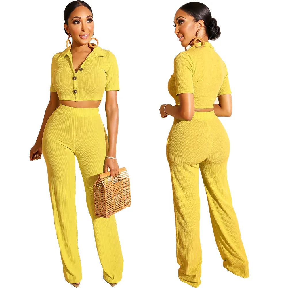 2019 женский летний вязаный свитер с коротким рукавом и отложным воротником топ