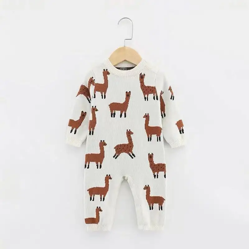 Alpaca TinyPeople/ вязаный детский комбинезон из альпаки; зимняя одежда для новорожденных; теплый комбинезон для мальчиков; ползунки для девочек; Модная одежда для младенцев - Цвет: Alpaca