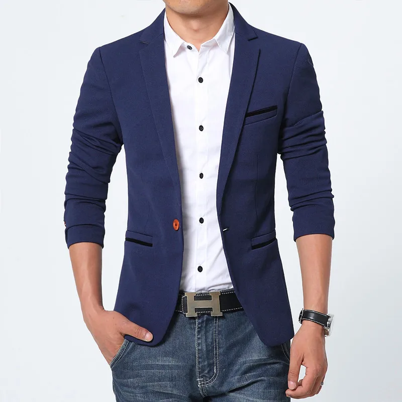 Men Blazer Casual New Spring Fashion Brand High Quality Cotton Slim Fit Suit Terno Masculino Business Blazers | Мужская одежда