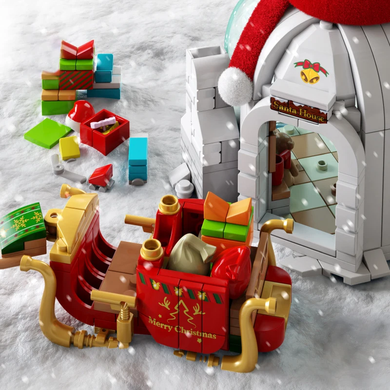 Рождественский Снеговик Санта-Клаус подарки Дом строительный блок креативный