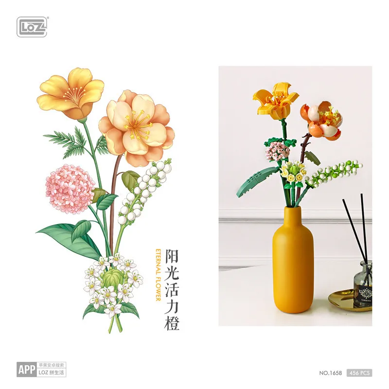 Цветочный букет Fomantic строительные блоки кирпичи Аниме фигурки игрушки набор по