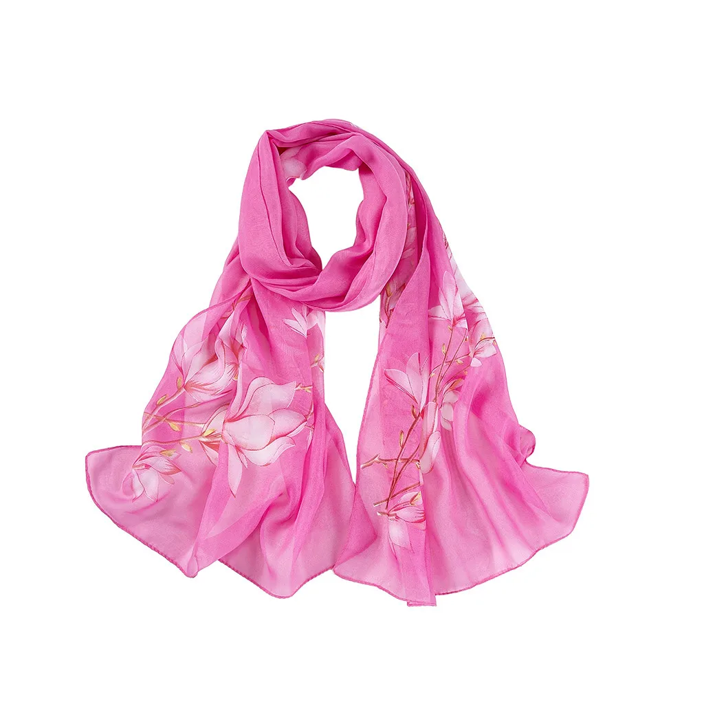 Модный женский шифоновый Длинный мягкий шарф с принтом длинный пляжный шаль